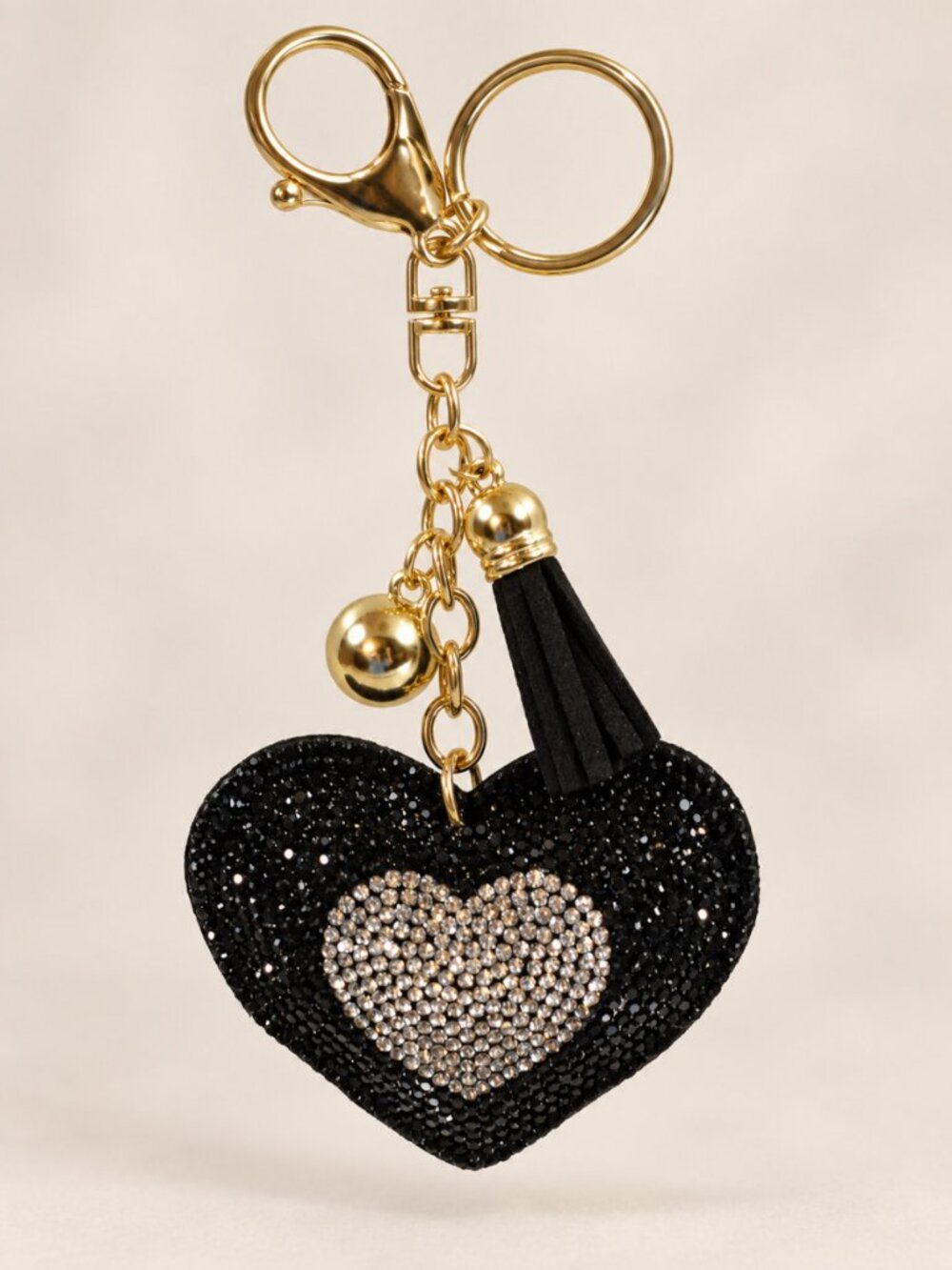 Set of 2 Sparkly Heart Bag Charms Keychains New - Picture 4 of 5